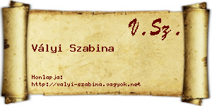 Vályi Szabina névjegykártya
